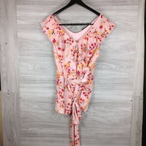 Halogen Pink Ruffled Tie Waist Top